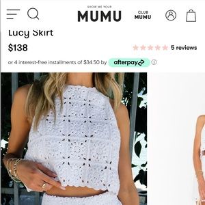 Show Me Your MuMu NWT Pisces Skirt White Daisy Crochet Size M